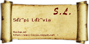 Sápi Lívia névjegykártya