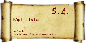 Sápi Lívia névjegykártya